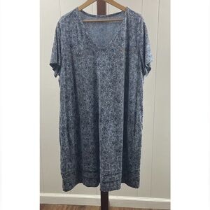 J.Jill PureJill Blue Floral Cotton T-Shirt Dress
